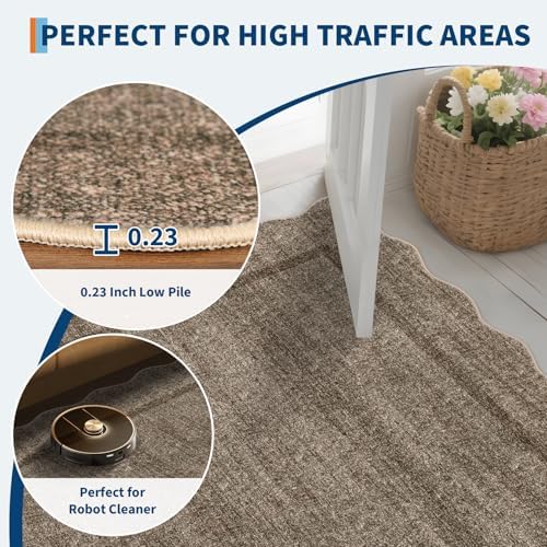 GarveeHome Scalloped Round Washable Rug, Soft Modern Round Rugs 5ft - Image 5
