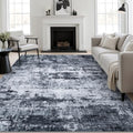 6x9 Area Rug Living Room: Modern Washable Indoor Carpet Black by FXRHLP