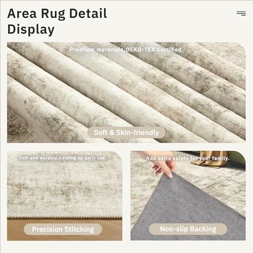 Soalmost Runner Rug 2'6"x8' Kitchen Hallway Runners Abstract Beige/Gray - Image 6