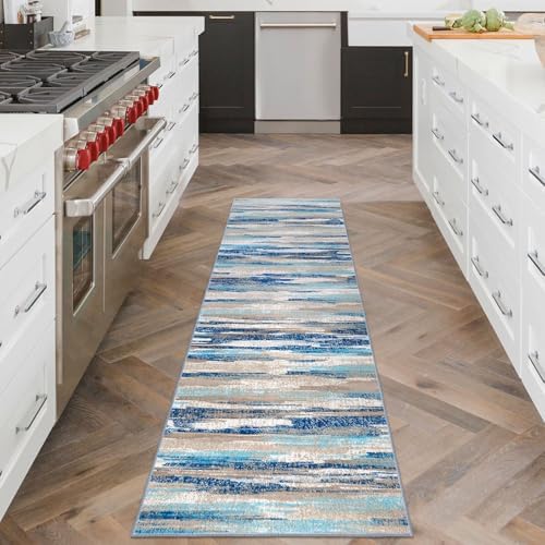 Lansny Abstract Washable 2x6 Runner Rug Non Slip Runners - Image 3
