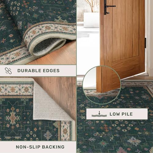Hazo Haus Dark Green Vintage 8x10 Washable Rugs - Image 5