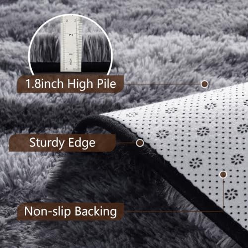 Noahas 2x8 Black Fluffy Soft Runner Rug Non-Slip - Image 6
