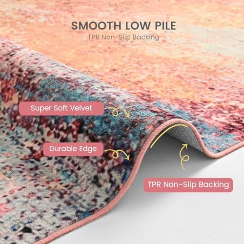 Toneed Washable 5x7 Galaxy Pink Area Rug - Image 5