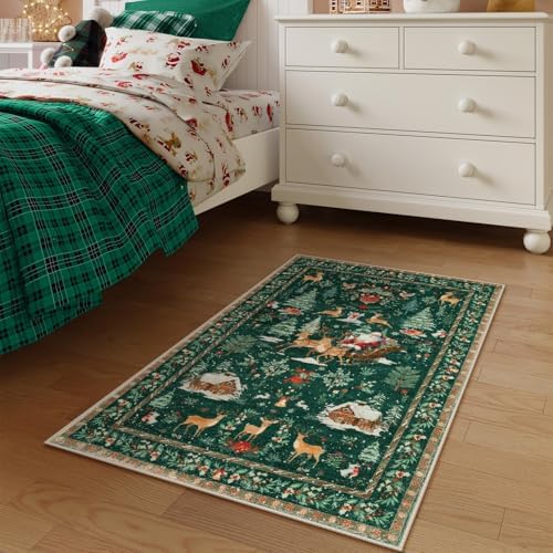 Lahome Indoor Christmas Rug 2x3 Small Kitchen Bathroom Rugs - Image 2