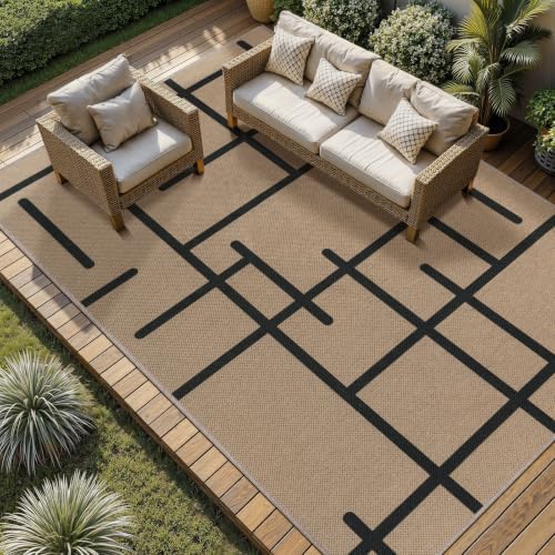 Tangsoo Easy Jute 8x10 Area Rug, Non-Slip Washable Living Room Outdoor Rugs by Tangsoo