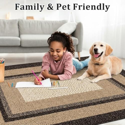 RUGSREAL 6ft Round Rug Washable Geometric Living Room Bedroom Circle Rugs - Image 3