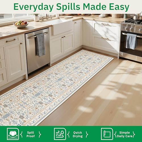 2x10 Runner Rug Non Slip Washable Hallway Runner Cloud Like Soft Cottage Floral - Image 7