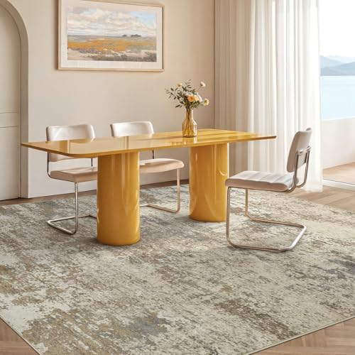 Area Rug Living Room-5X7 Abstract Washable Rug Khaki - Image 2