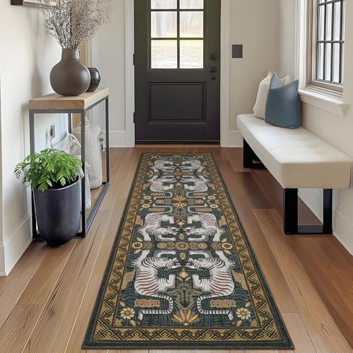 GarveeHome Tiger Print 2'x6' Washable Runner Rug Non Slip Boho Hallway Rug - Image 2