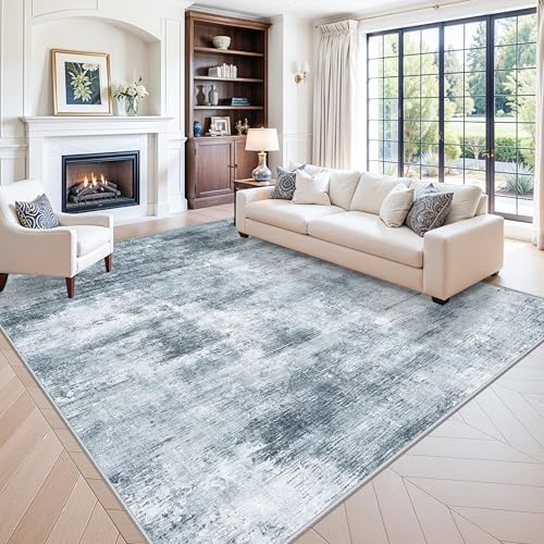 10x10 ft Square Living Room Rug – Washable Modern Abstract Area Rug by ZHXXUJ