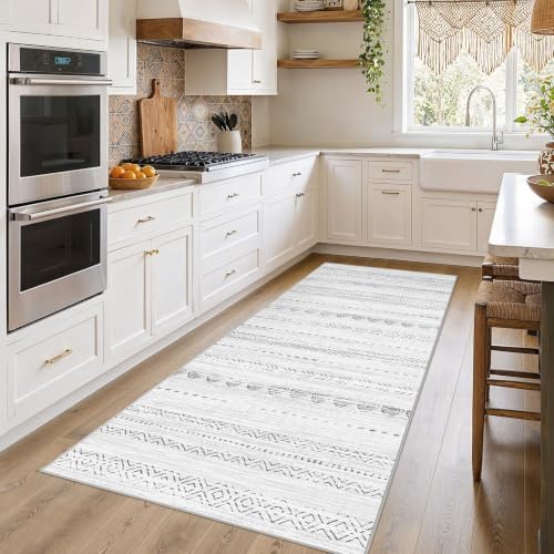Nakagishi Runner Rug Kitchen Washable Rugs: 3x8 Non-Slip Boho Soft Modern Stain by NakagishiAreaRug