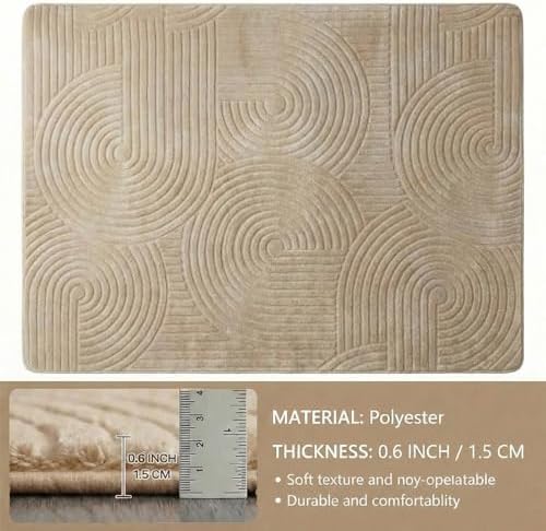 Brown Geometric 5x7 Solid Area Rug, Washable - Image 4