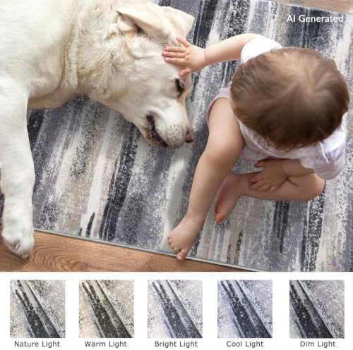 Lansny Abstract Washable 2x7 Runner Rug Non Slip Runners - Image 3