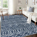 KUTA Area Rug 5x7 Navy Blue, Washable Boho Living Room Moroccan Rugs by KUTA