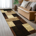 Modern Geometric Patchwork Indoor Taupe Runner Rug by QDUIDU