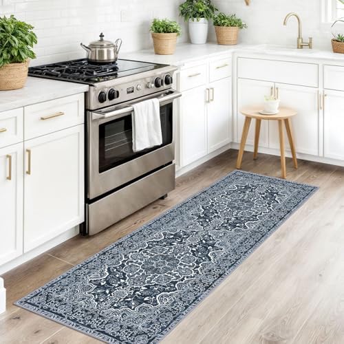 KUTA Vintage Washable Runner Rug 2x6 Navy Blue Runners - Image 3