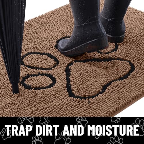 Smiry Dog Door Mat for Muddy Paws, Absorbent Non Slip Dirt Trapper - Image 2
