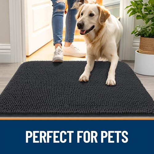 OLANLY Dog Door Mat for Muddy Paws 40x32, Super Absorbent Chenille Mud Mat - Image 6