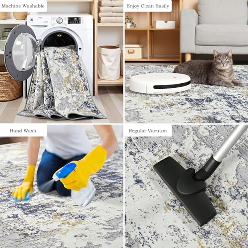 Toneed 4x6 Washable Non Slip Abstract Area Rugs - Image 7