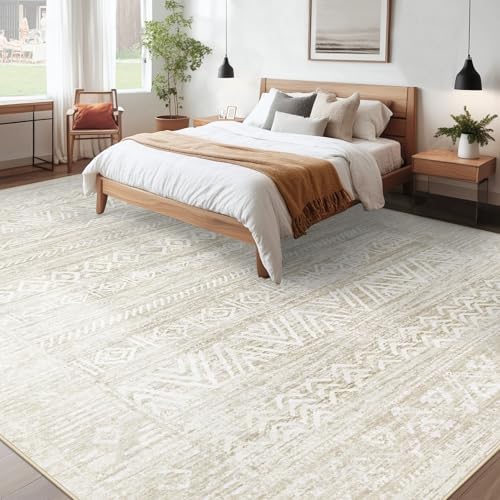 Living Room Rugs 10x14: Washable Moroccan Geometric Boho Rug Farmhouse Non Slip - Image 2