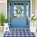 SEEKSEE Buffalo Plaid Outdoor Rug 3' x 5' Blue and White Front Door Mat by SEEKSEE