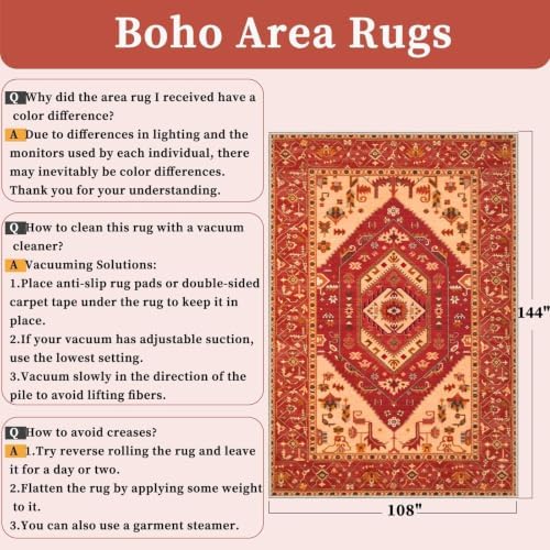 SERISSA 9x12 Washable Non Slip Boho Area Rug - Image 2