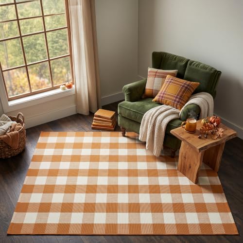 Caramel Buffalo Plaid Rug 4 x 6 - Image 5