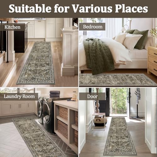 Yamaziot 2x8 Washable Hallway Runner Rug Non Slip Floral Carpet - Image 7
