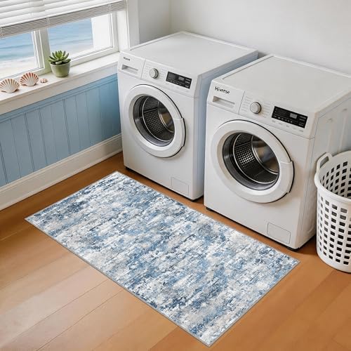 Entryway Runner Rug 2x4ft, Non Slip Carpet Runner, Ocean Blue - Image 2