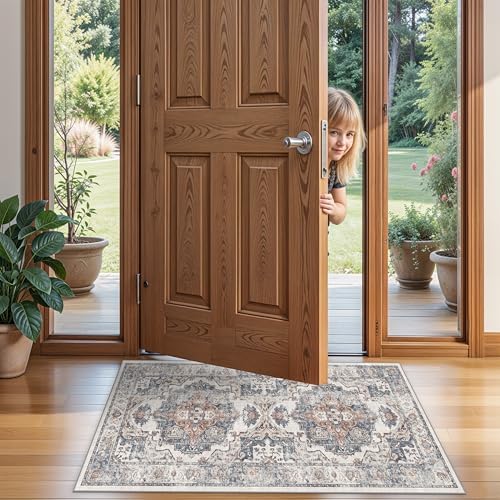 2x4 Washable Kitchen Runner Rug: Vintage Non-Slip Low Pile Entryway Area Rugs - Image 2