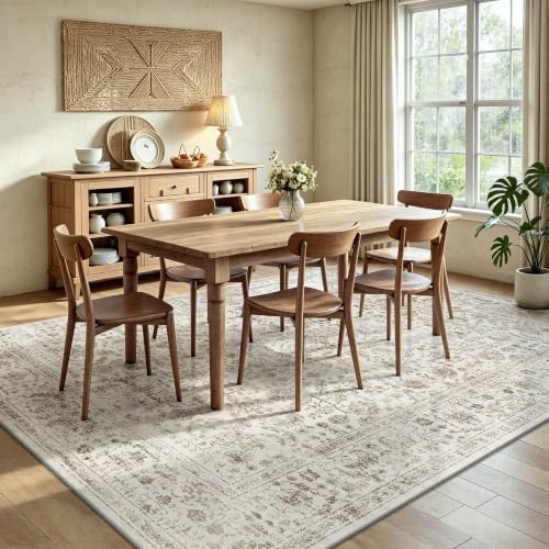 6x9 Area Rugs, Washable Vintage Retro Floral Rug - Image 4