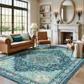 Amada Vintage Washable Area Rug, Teal Blue by AMADAHOMEFURNISHING