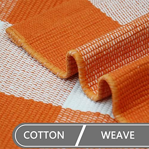 MUBIN Fall Decor Cotton Buffalo Plaid Rug, Washable Large Halloween Doormat - Image 7