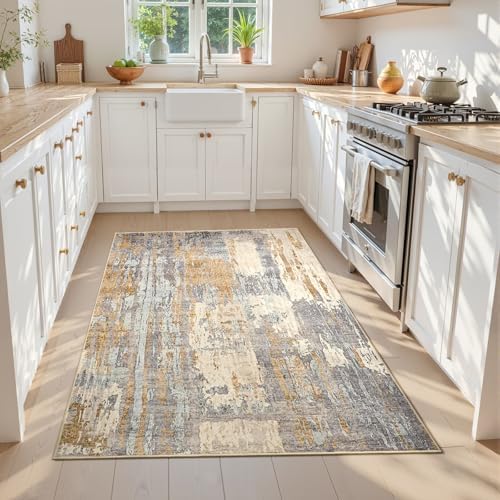 Toneed 4x6 Washable Non Slip Abstract Area Rugs - Image 3