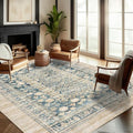 CHAMPLANT Washable Area Rug 9'x12' Retro Boho Design Non-Shedding Easy Care by CHAMPLANT