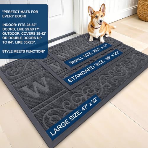 OLANLY Welcome Door Mat Indoor Outdoor 47x32, Heavy-Duty Rubber Doormat - Image 2