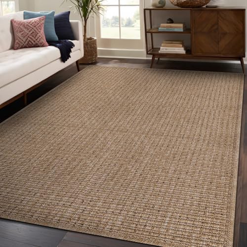 Beverly Rug Easy Jute Natural Rug 6x9 Solid Washable Durable Outdoor Indoor by BeverlyRug