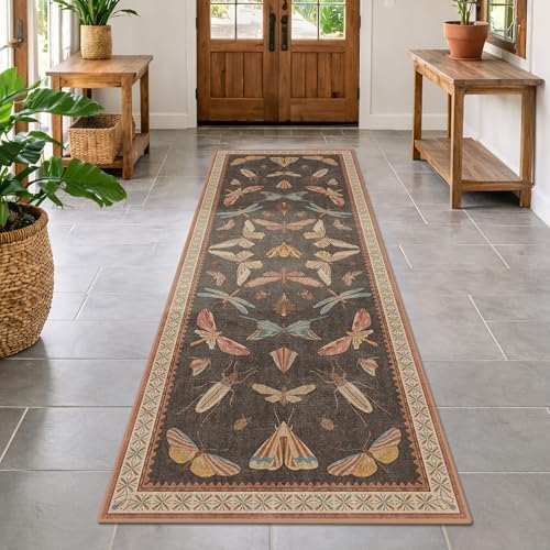 Hazo Haus Orange Brown Hallway Runner Rug 2'6"x12', Soft Low Pile Non Slip - Image 6