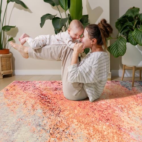 Toneed Washable 5x7 Galaxy Pink Area Rug - Image 4