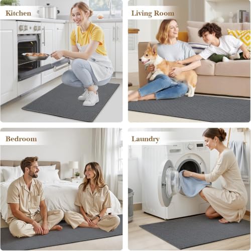 Kitchen Rugs Set of 2, Washable Floor Mats, Khaki 20x32+20x72in - Image 7