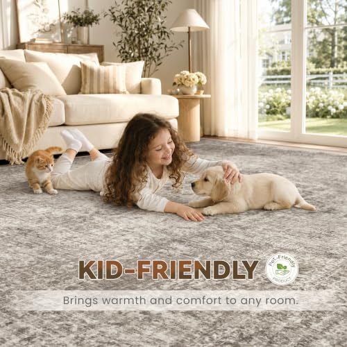 Zomfy 5x7 Area Rugs for Living Room: Washable Vintage Boho Medallion Non Slip - Image 5