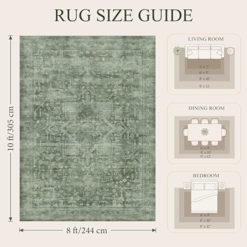 8x10 Washable Boho Area Rug, Teal Farmhouse - Image 2