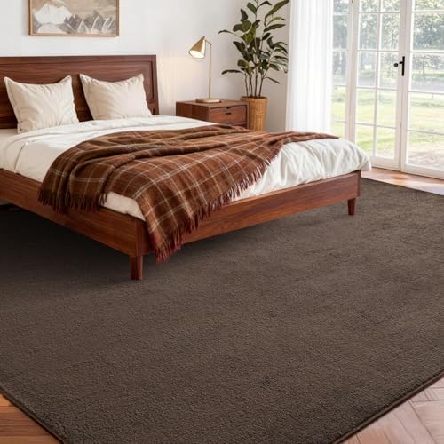 6x9 Large Pure Brown Area Rug Non-Slip Washable - Image 2