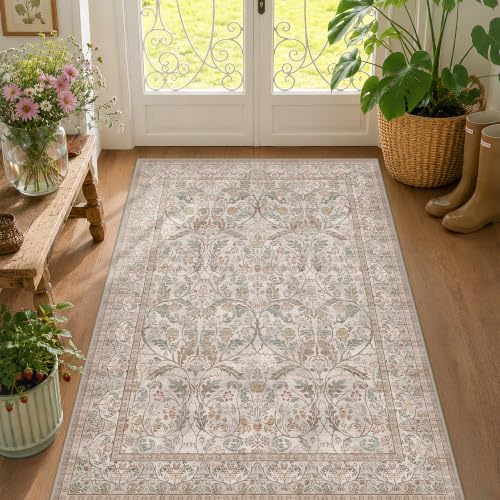 Moss Green Washable 3x5 Rug, Small Area Rug by Evyhood