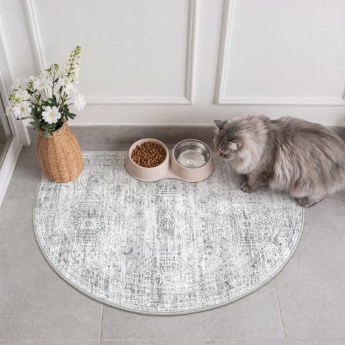 2x3 Half Circle Rug, Small Washable Entryway Rug - Image 3