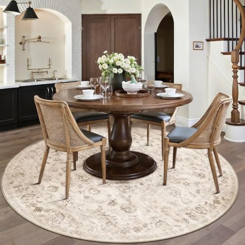 8x8 Beige Neutral Round Rug - Image 3