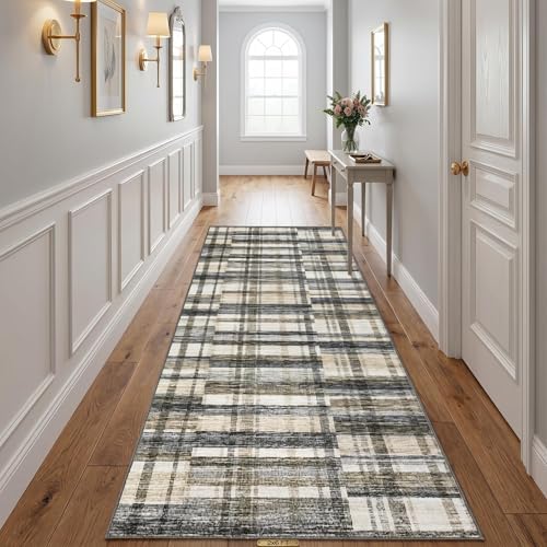 Garvee Washable Runner Rug 2x6 Runner Kitchen Runner Rug Non Slip Tartan Plaid by Garvee