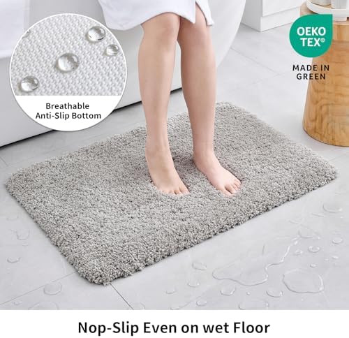 Disolla Gray Bathroom Runner Rug 24x70, Soft Plush Extra Large Bath Mat - Image 3