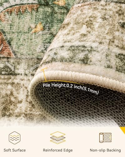 RELEANY Washable Area Rug, Small 2'x4', Brick/Brown/Green - Image 4