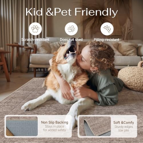 HUGEAR Brown Area Rug 3x5 Washable Neutral Rug - Image 5
